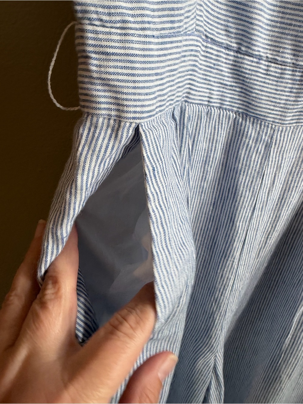 J.Crew Blue White Stripe 100% Linen Wide Leg Jumpsuit Size 0 - Picture 8 of 9